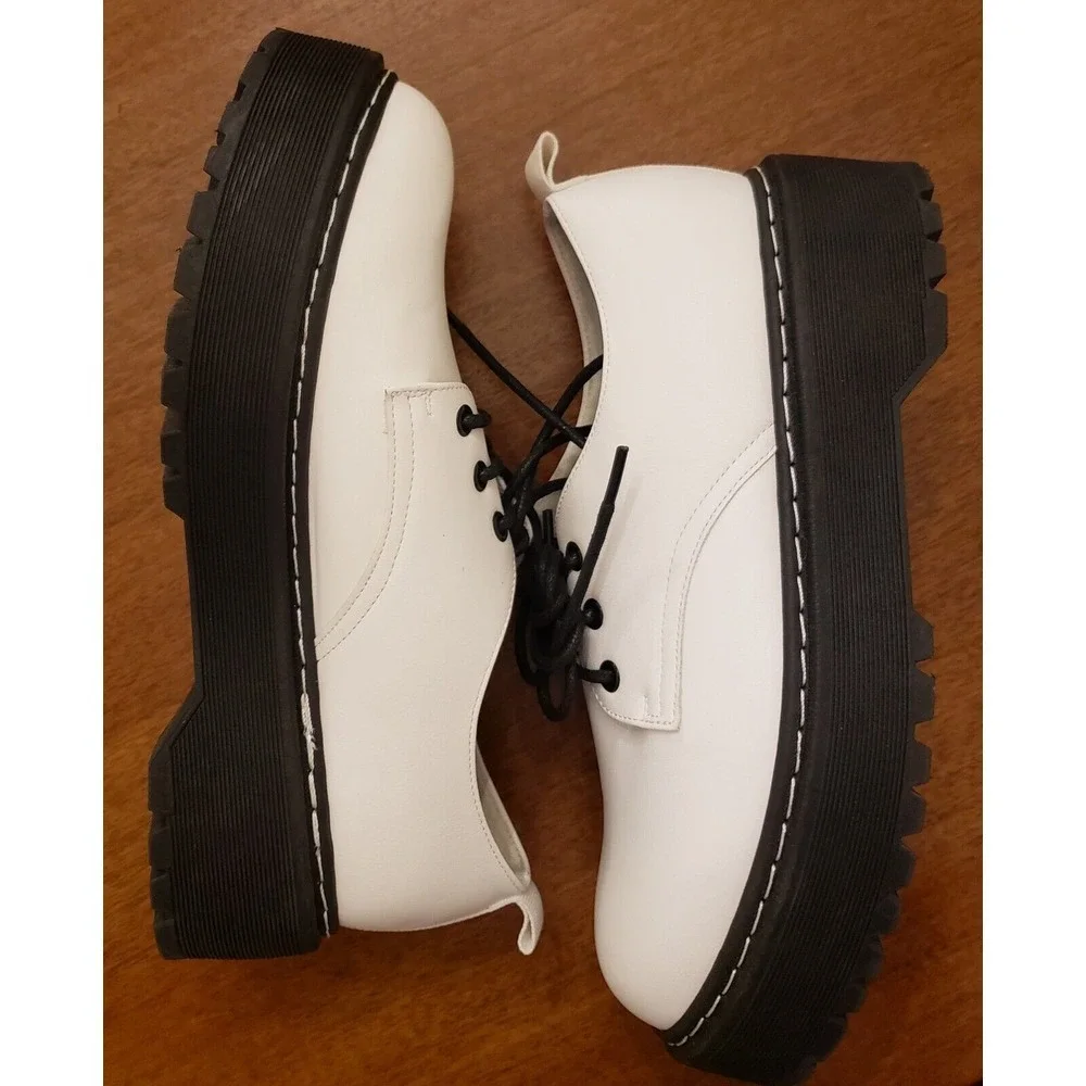 jellypop platform‎ oxfords white ominous chunky lace up Sz 8 Platform